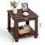 Table de bout Farmhouse, grande table d'appoint avec tablette de rangement à 2 niveaux, tables de bout rustiques brunes pour le salon, table de thé carrée (noyer)-50285957-48329919