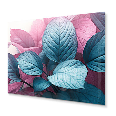 Feuille de splendeur rose turquoise - décoration murale florale en métal