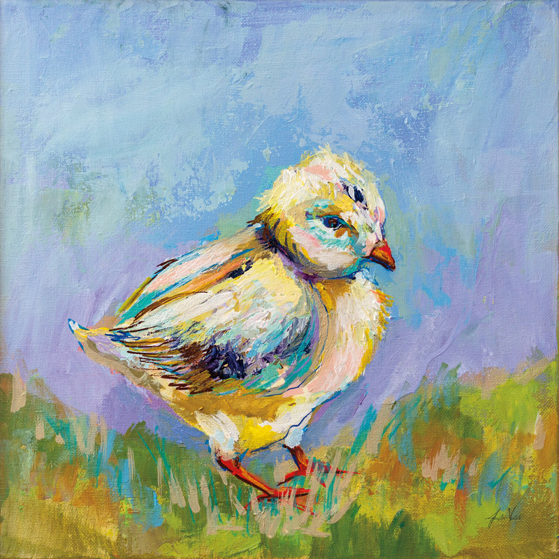 " Easter Chick " by Jeanette Vertentes, 12" H x 12" W, No, Wrapped Canvas