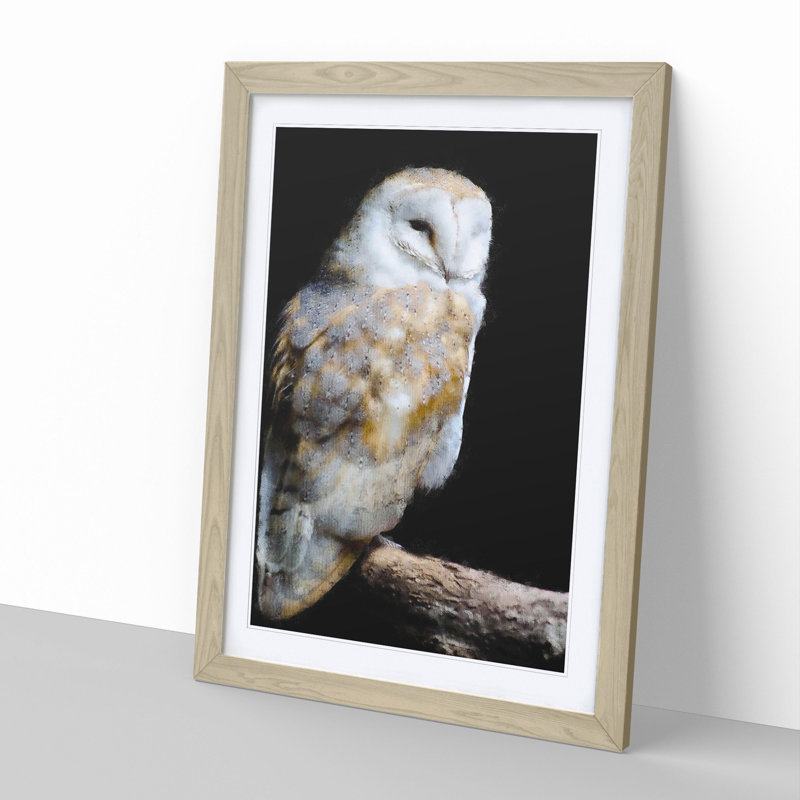 Barn Owl Vol.3 - Picture Frame Painting, 65cm H x 48cm W x 2cm D, Oak Framed
