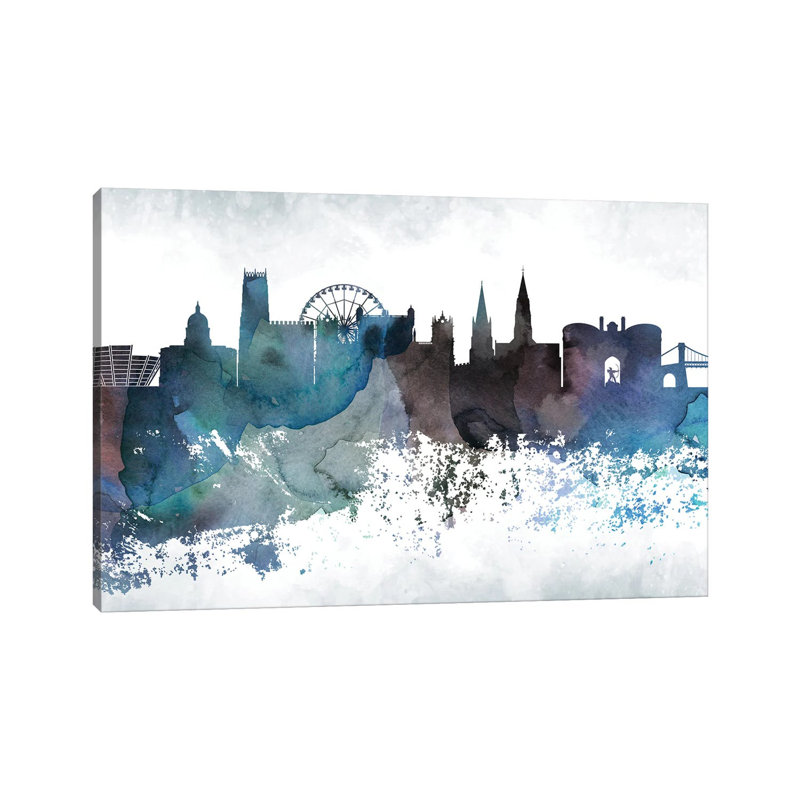 Nottingham Bluish Skyline by WallDecorAddict - Wrapped Canvas Print, 66.04 cm H x 45.72 cm W