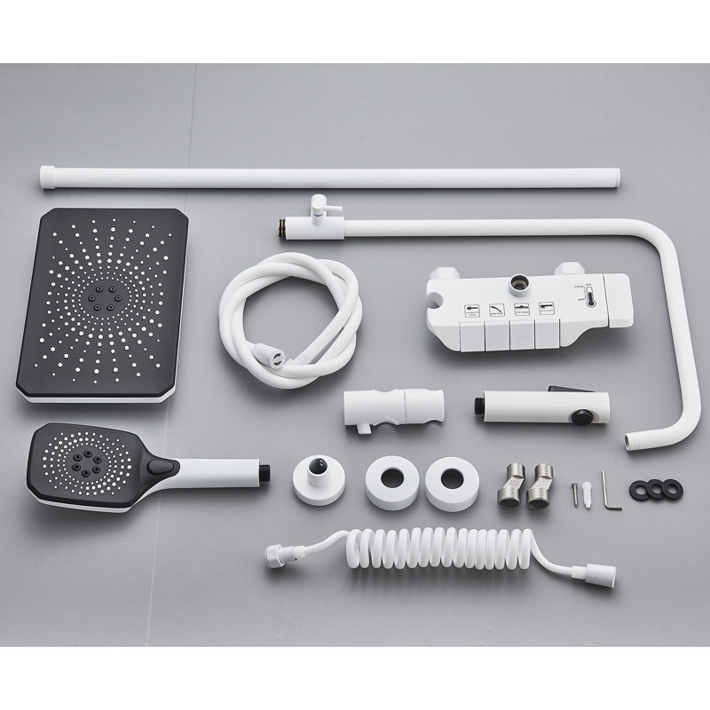 Rainfall Shower System,Outdoor Exposed Shower Head System Shower Faucet Set ,High Pressure Rainfall Shower Head with Handheld Combo