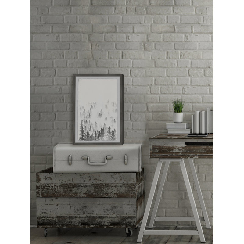 Snowy Fir Trees - Single Picture Frame Painting, 45cm H x 38cm W x 3.81cm D