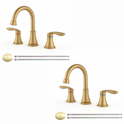 Robinet de salle de bain espacé High-Arc avec ensemble de drain (ensemble de 2)
