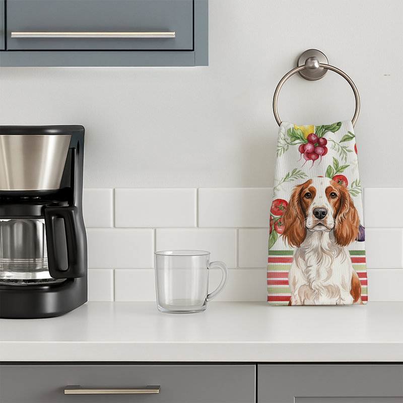 Welsh Springer Spaniel Vegetables Kitchen Towel, Welsh Springer Spaniel