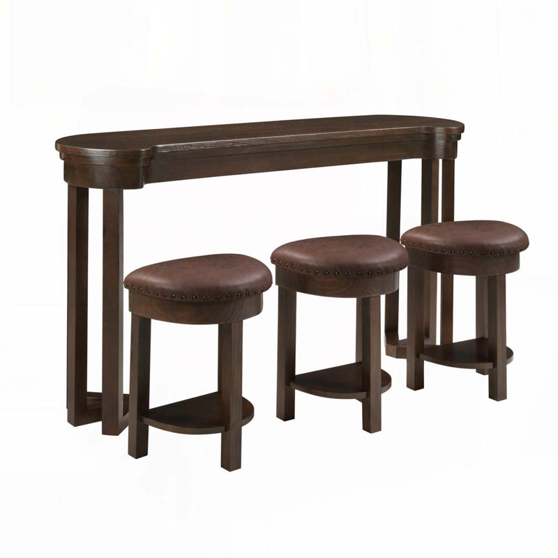 Ensemble de 4 tables de bar avec 3 tabourets de bar rembourrés en polyuréthane, Espresso, Espresso