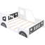 Lit plateforme blanc classique avec roulettes, structure en bois de pin et roues en forme de voiture pour chambre à coucher-187885195-187885194