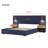 King Size Velvet Platform Bed with Wingback Headboard - Modern Royal Blue Upholstered Frame (No Box Spring Needed)-1770622100