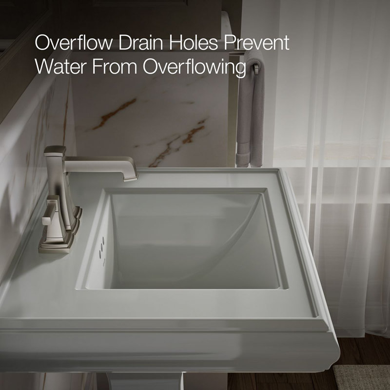 Memoirs® 26.375" Tall Rectangular Pedestal Bathroom Sink with Overflow, Ice Gray, 4" Centers
