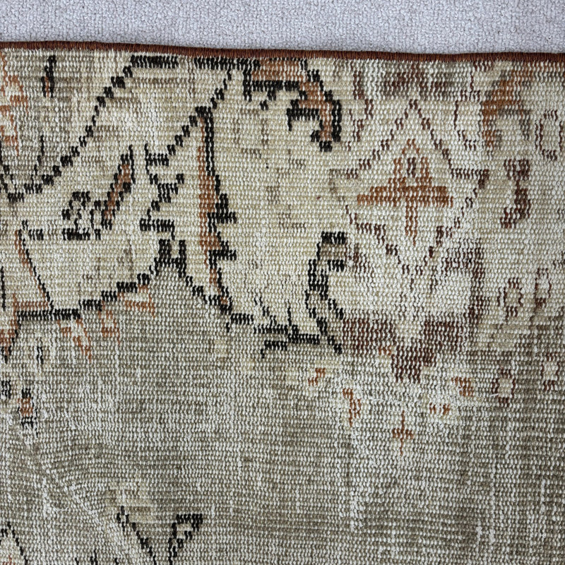 Tapis beige en laine 55,9 x 92,5 po, patchwork traditionnel rétro moderne