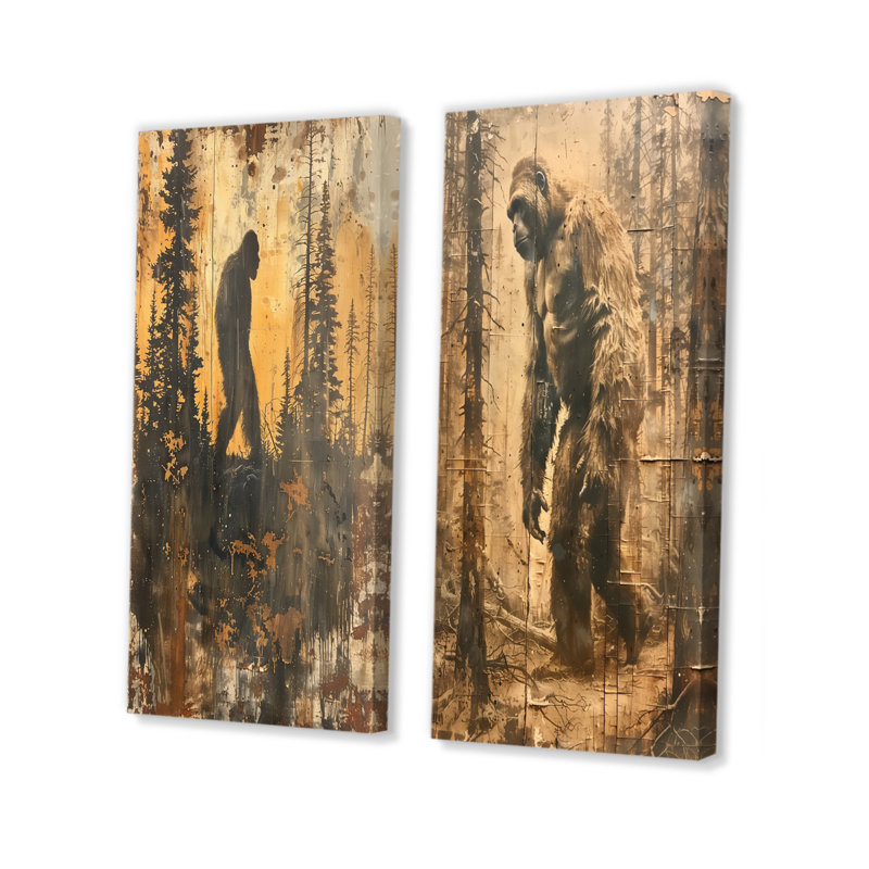 Chupp - ensemble d'art mural Bigfoot 2 pièces, H 32 po x l 32 po, Toile tendue sur cadre, Ne s’applique pas