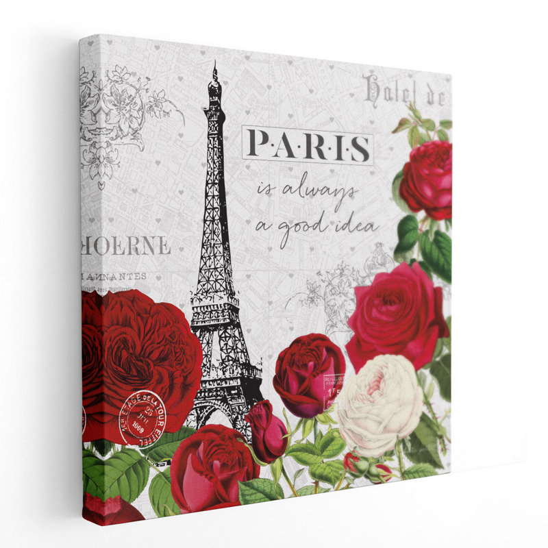 Rouge Paris II - reproduction d'art sur toile, H 40 po x l 40 po