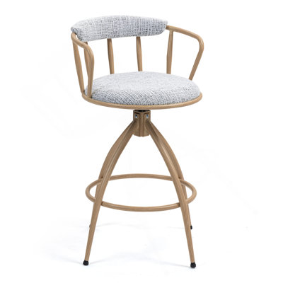 Tabouret de bar pivotant de 26 po de hauteur comptoir, ensemble de 2 sièges en tissu avec structure en métal imprimé par transfert d'eau, chaises de bar de style industriel moderne pour îlot de cuisine, salle à manger, bar personnel, siège de comptoir (BEIGE)
