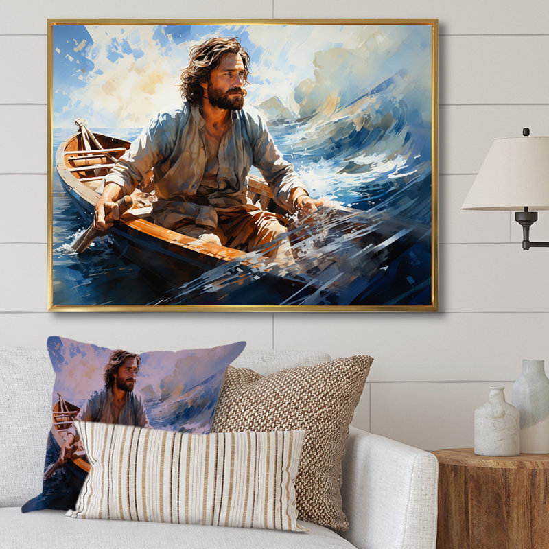«The Fisher Of Men To Christianism Land - Christianity», reproduction sur toile, Cadre flottant doré