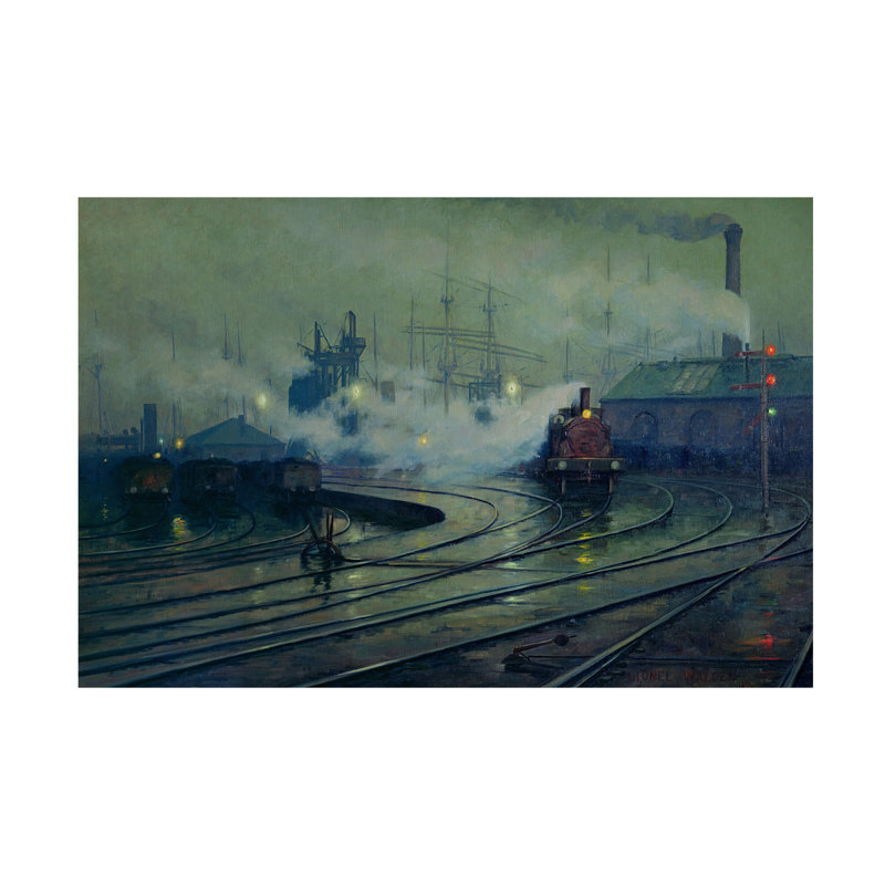 Art de toile de Lionel Walden Cardiff Docks, 1896, H 12 po x l 19 po