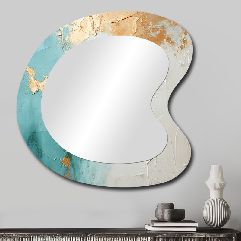 Minimalism Meditation I - Abstract Painting Asymmetrical Decorative Mirror, Modern Unique Shape Wall Mirror, Printed Metal Art