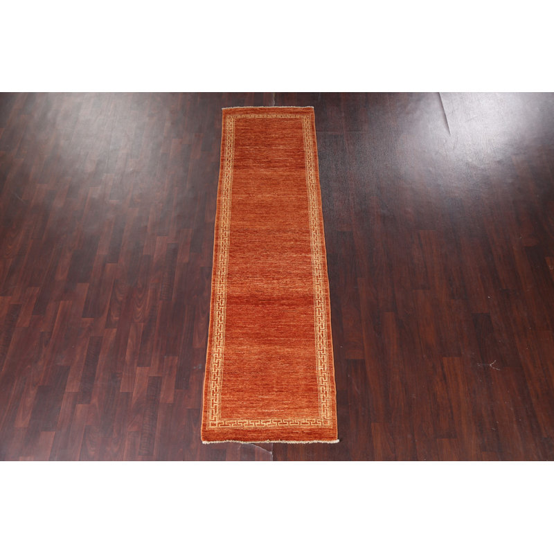 Tapis de couloir oriental orange 3 x 9 Gabbeh