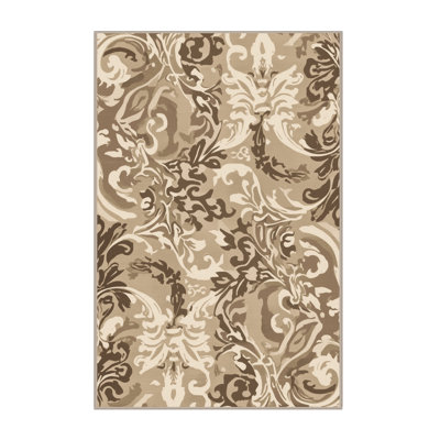 Tapis doux et moelleux en damas traditionnel brun Elbridge