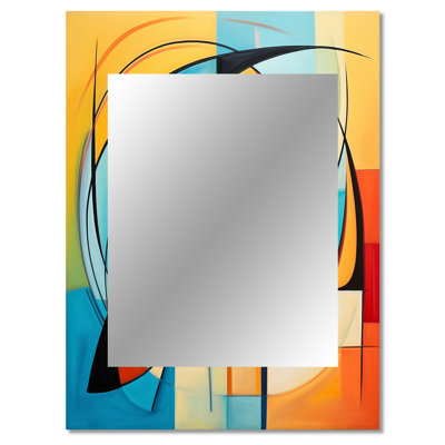 Colorful 0 Mid Century Abstract Essence I - Midcentury Modern Wall Mirror, Mid-Century Modern Decorative Mirror, Printed Metal Art
