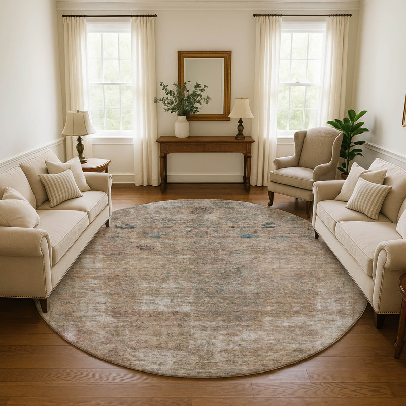 Premium Machine Washable Marasco AMF1629 Global Rug, Round 8'