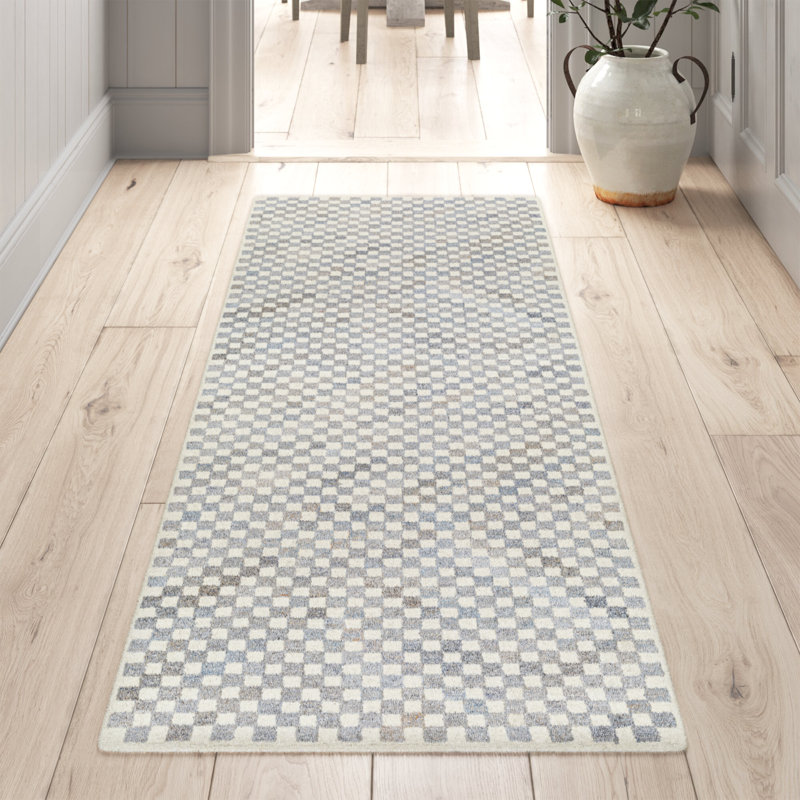 Mariner Hand Tufted Checkered Indoor Rug, Runner 2'6" x 8'