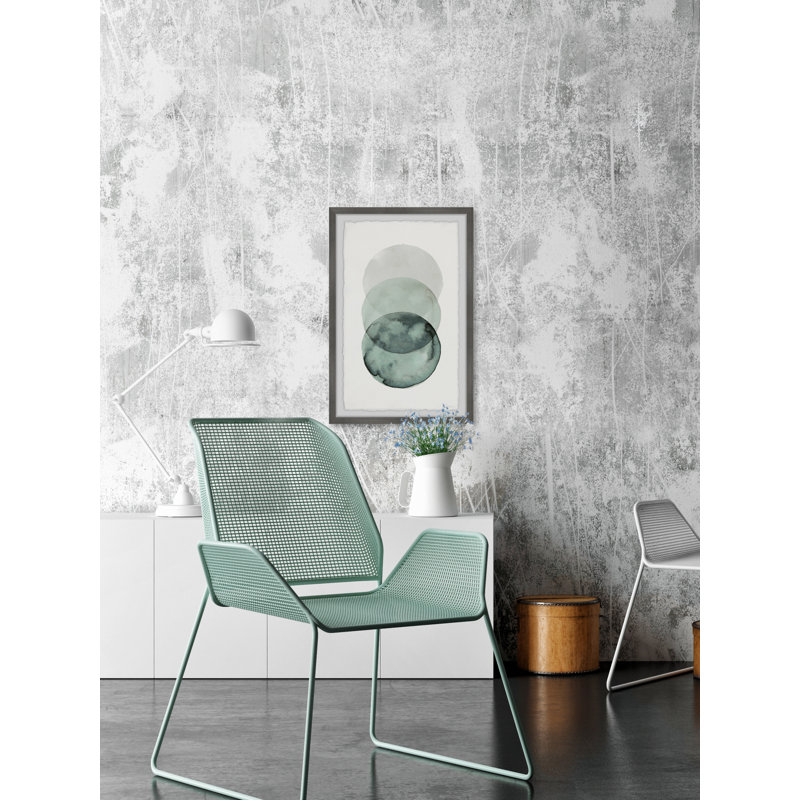 Ombre Green Circles by Parvez Taj - Single Picture Frame Painting, 30 cm H x 20 cm W