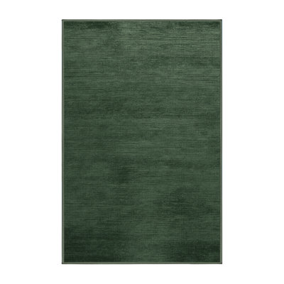 Machine Washable Solid Green Area Rug