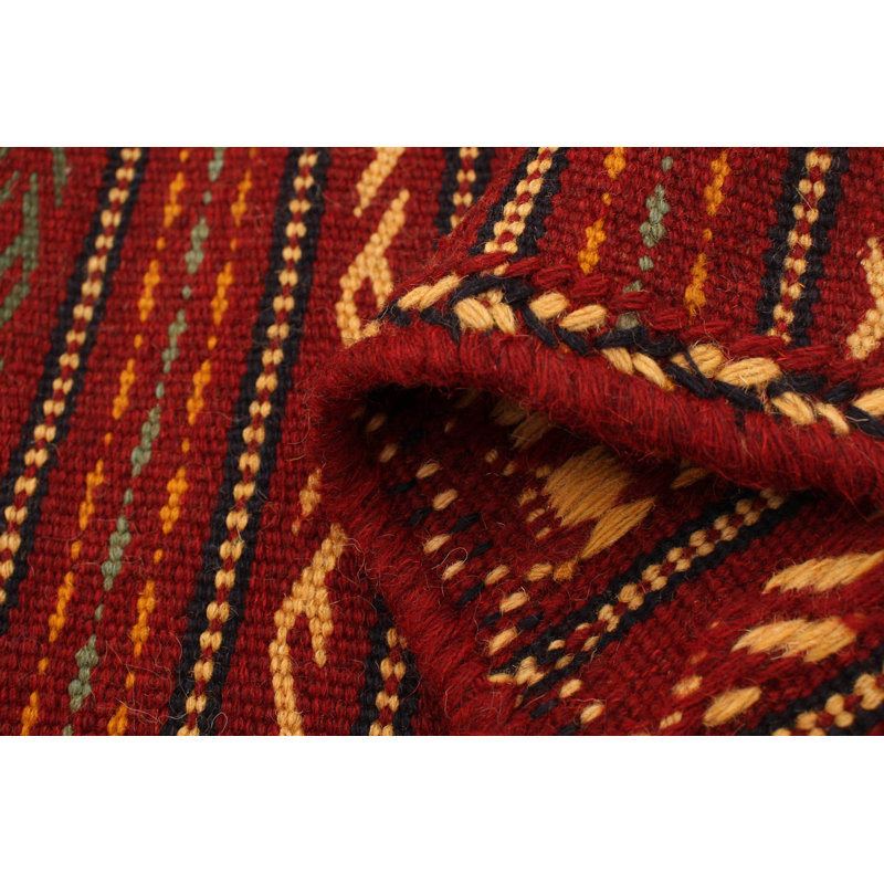 Tapis décoratif en laine rouge/jaune noué à la main new age kashkoli de conception unique 3 pi 3 po x 4 pi 11 po new age kashkoli