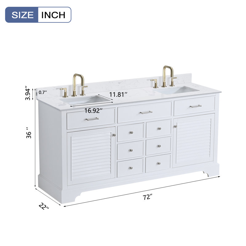 Brio 72 " W Freestanding Standard Free Standing 2 Double Vanity Bathroom Vanity With Engineered Stone Top