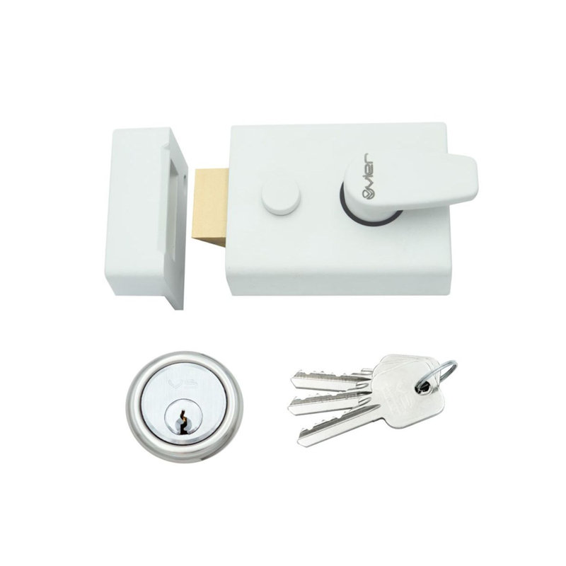 Broad Nightlatch, Powder Coat White
