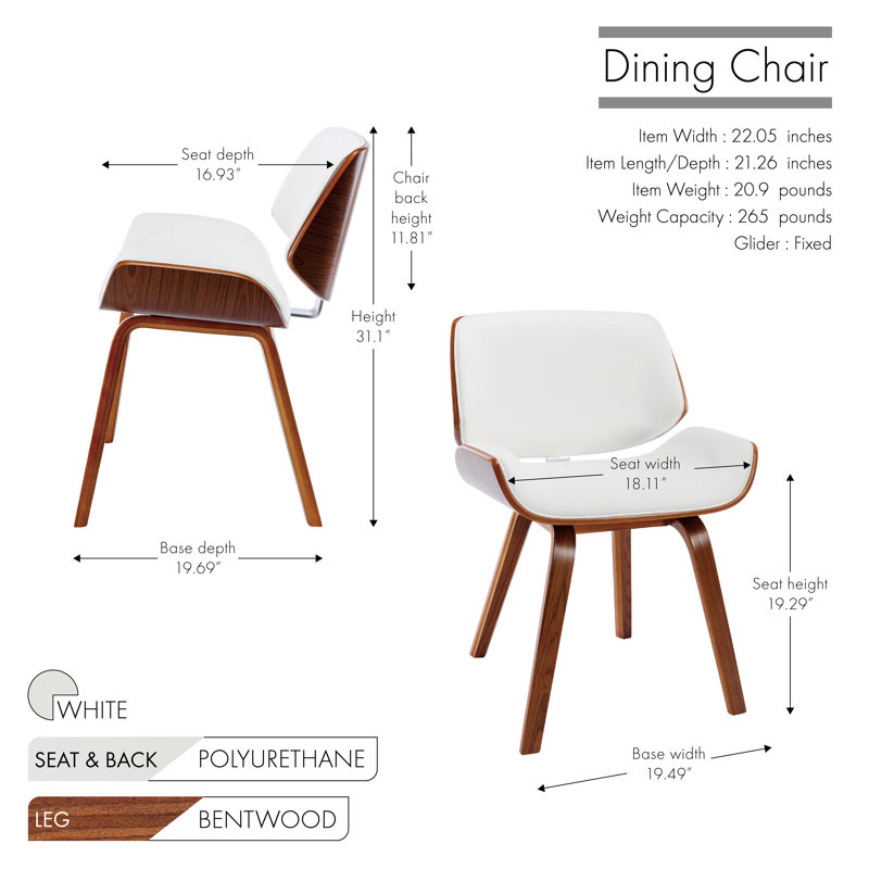 49cm H Upholstered Side Chair, White PU