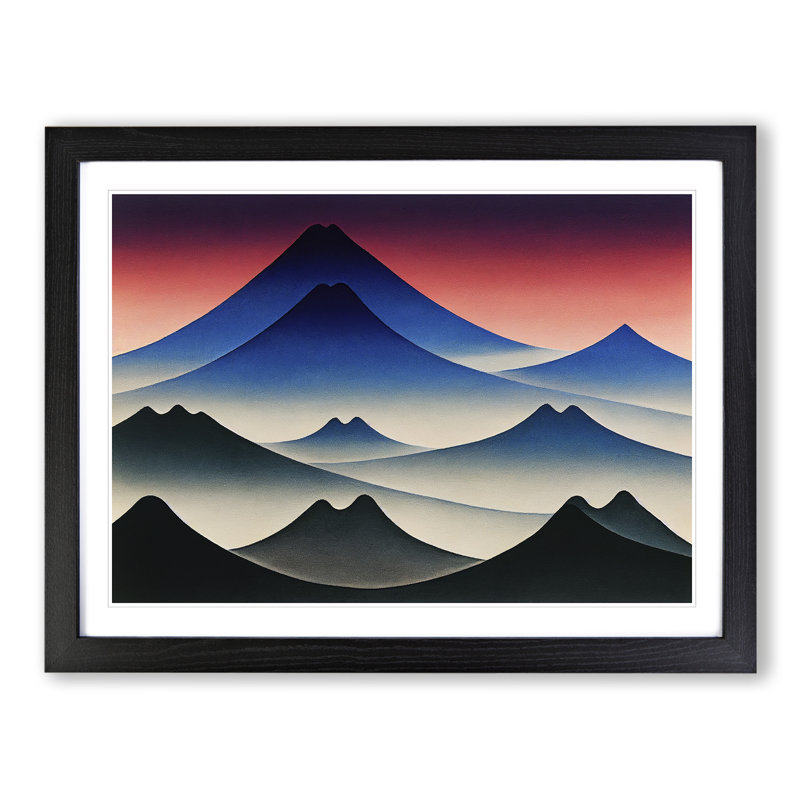 Abstract Japanese Mountains Vol.1 - Framed Print, Black, 46cm H x 64cm W x 2cm D