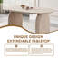 Table de salle à manger en bois extensible, table de cuisine ovale moderne avec un design à deux piliers élégant, parfait pour la salle à manger et le rassemblement, multifonctionnel et peu encombrant-667690296-667690298