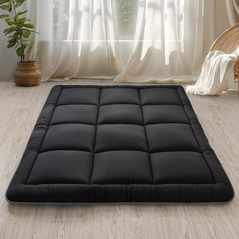 Japanese Floor Mattress Futon Mattress 3" Grey Tatami Mat Shredded Memory Foam Filled Sleeping Pad, Foldable & Portable Roll Up Lounger Camping Bed For Kids And Adult, 80"