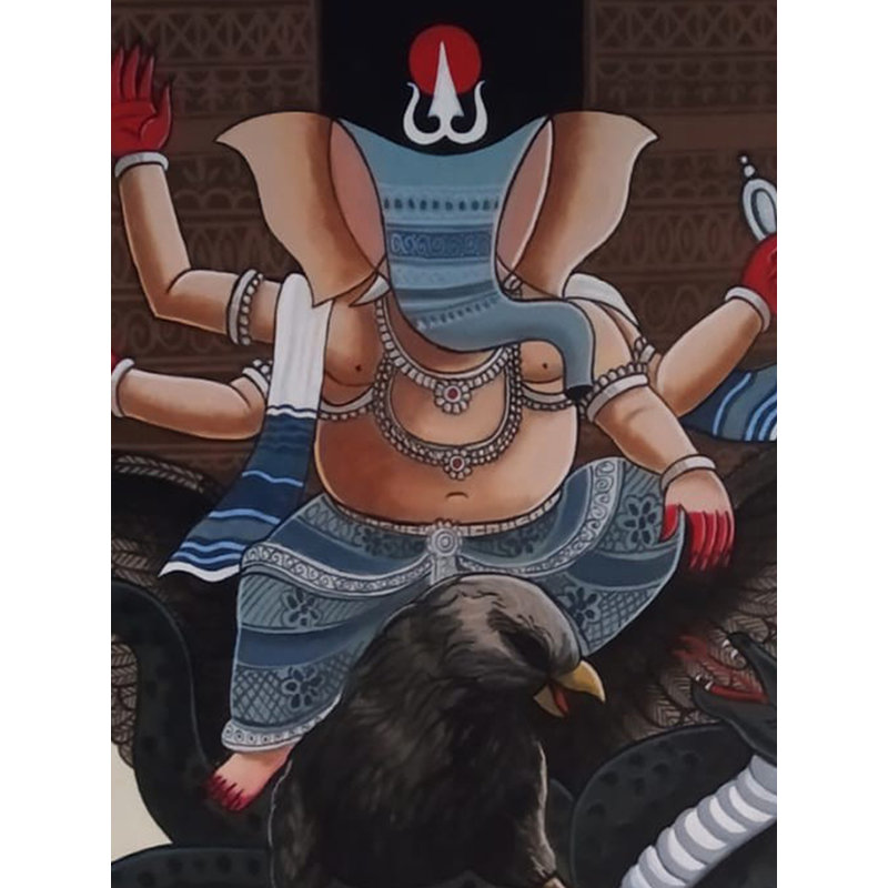 Chaturbhuja Ganesh | Acrylique sur toile | Par Kirtiraj Mhatre