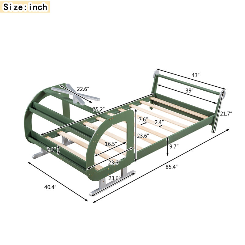 Lit plateforme Aguon, Vert