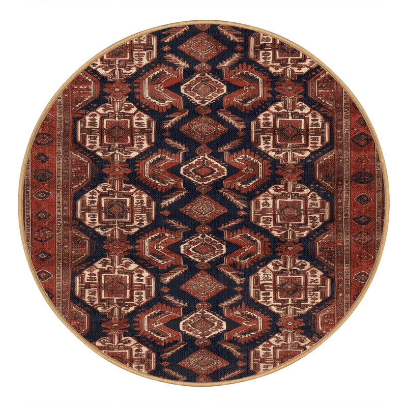 Tapis brun lavable à la machine, Rond 3 pi