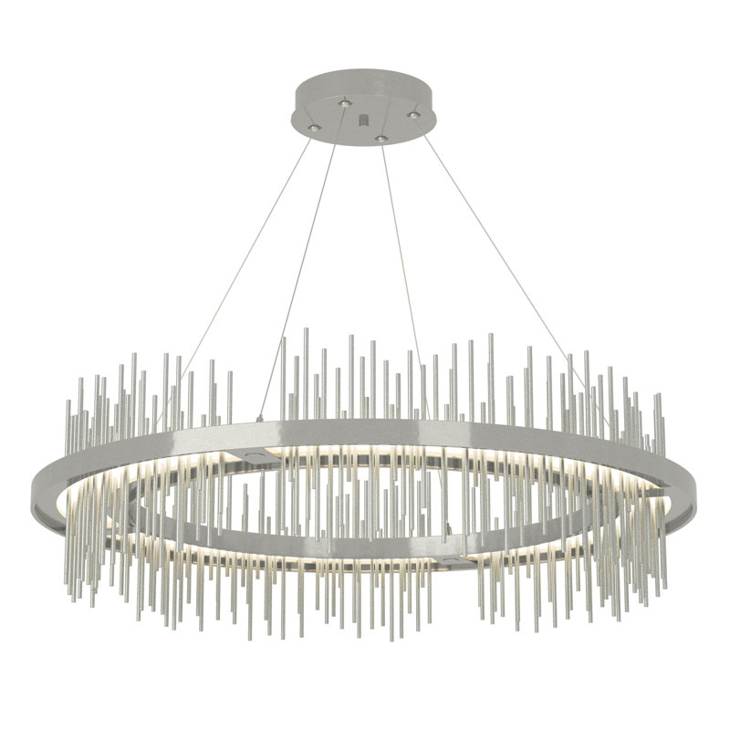 Luminaire suspendu géométrique unique à 1 lumière Gossamer, Platine rétro, Argenté
