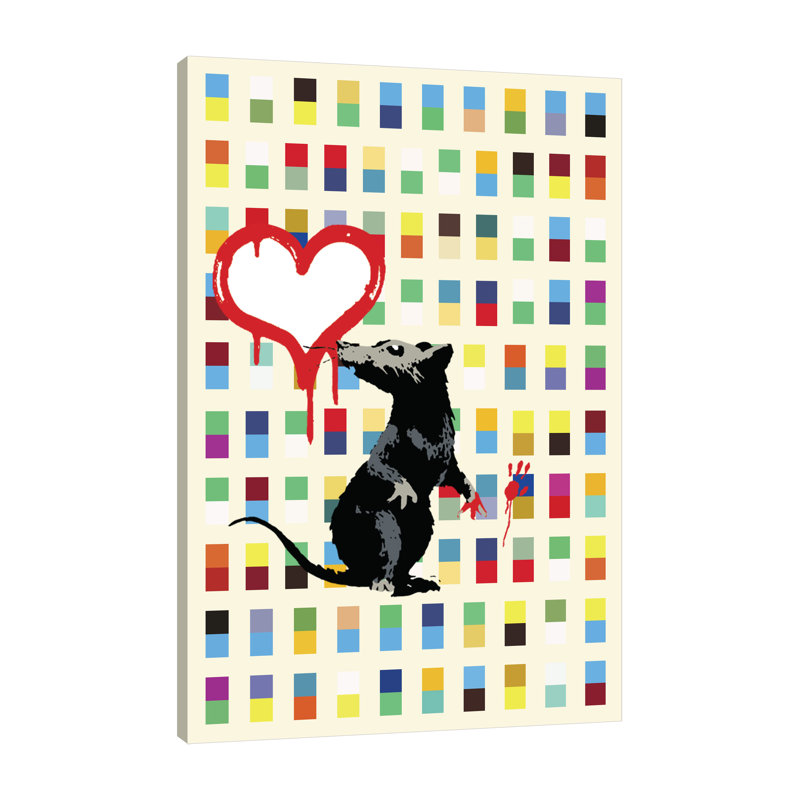 Retro Rat by Banksy - Wrapped Canvas Print, 107cm H x 71cm W x 4cm D