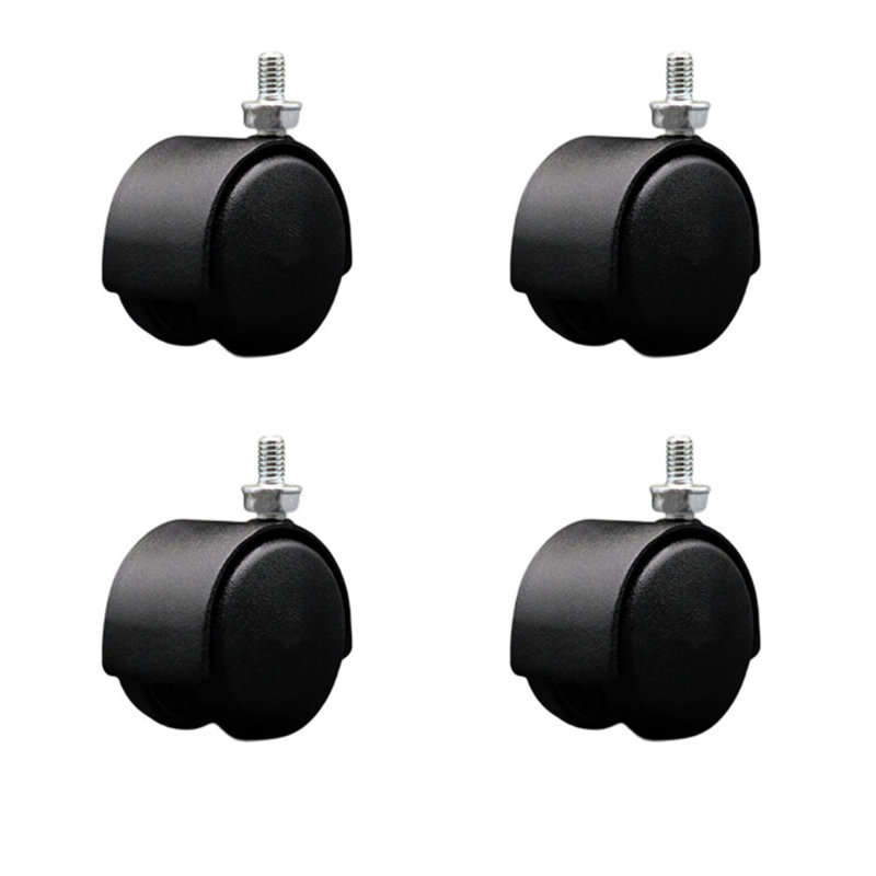 Ensemble de 4 roulettes en nylon noir 2 pouces
