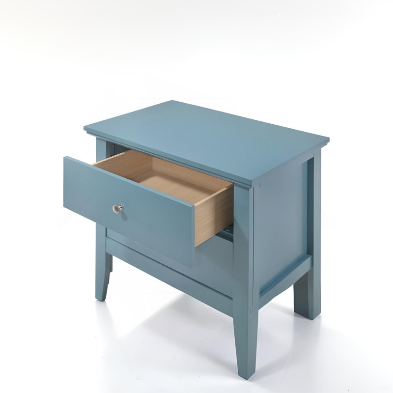 Teal Elegance Nightstand With Drawers, Teal
