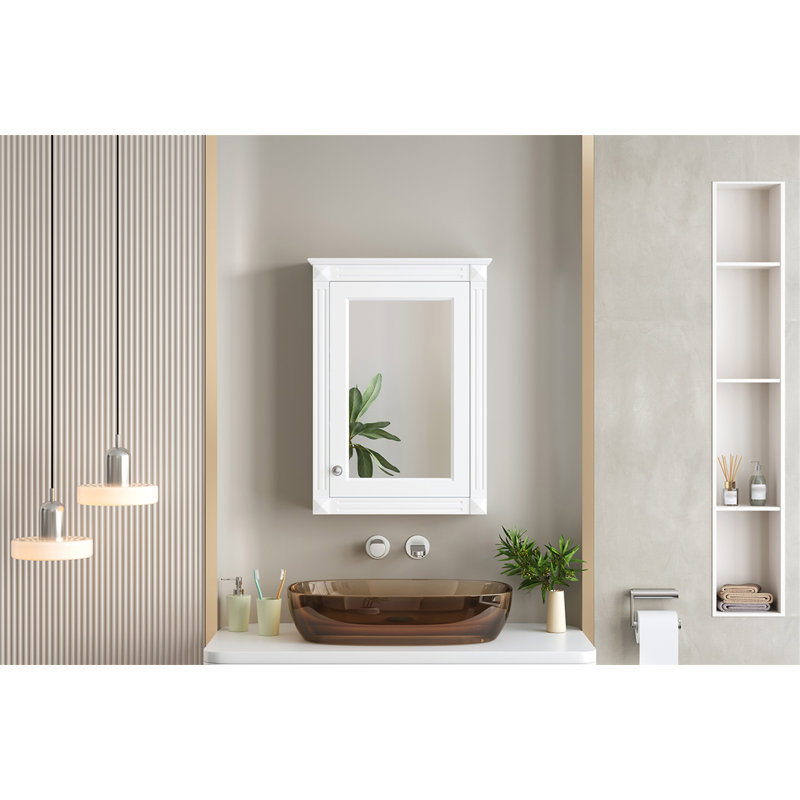 Armoire de rangement de salle de bain murale 20 "avec miroir, Blanc