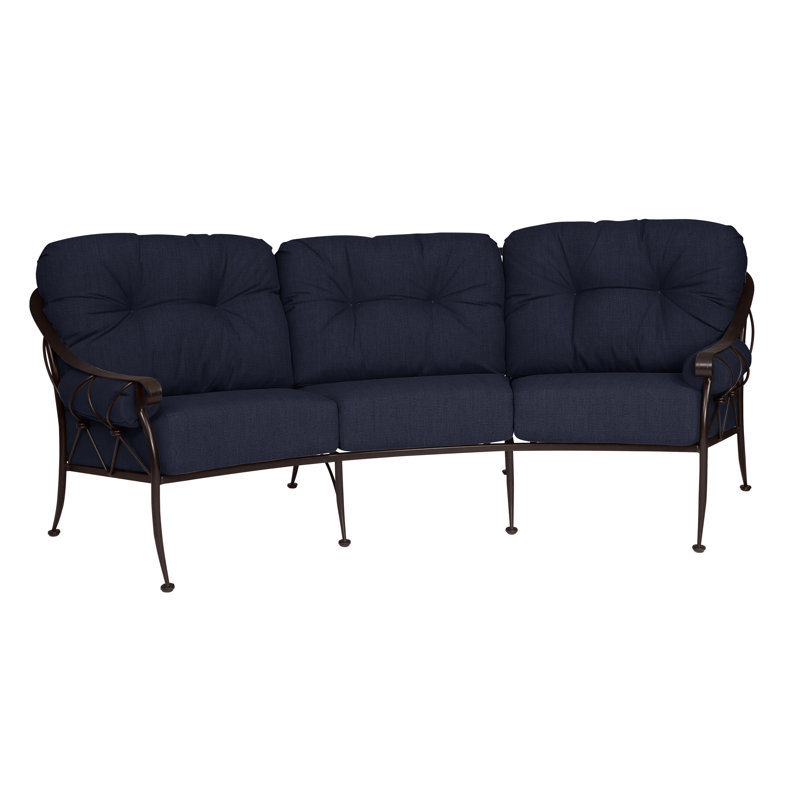 Derby 103'' Wide Iron Patio Sofa with Cushions, Canvas Navy Sunbrella® Canvas, Weathered White