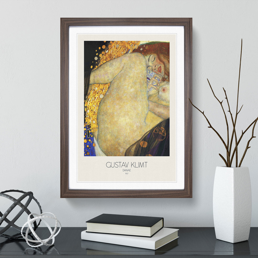 Danae with Border by Gustav Klimt - Picture Frame Painting