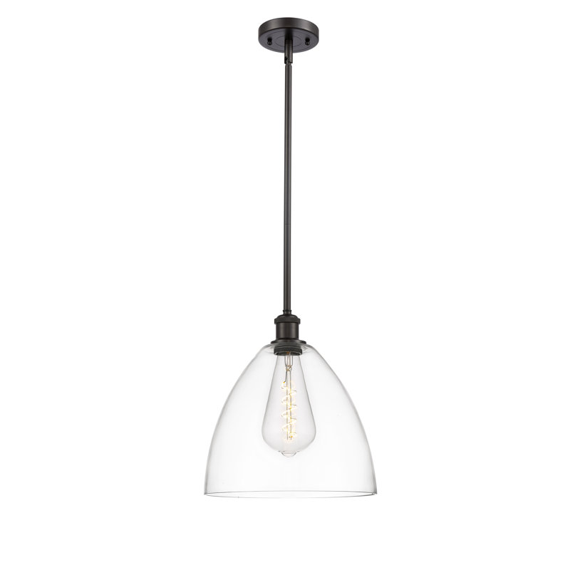 Luminaire suspendu en forme de globe à 1 lumière Alonta, H 45,75 po x l 12 po x P 12 po, Transparent, Bronze huilé