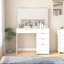 Bureau de coiffeuse avec grand miroir et 5 tiroirs, table de maquillage blanche moderne pour la chambre à coucher ou le vestiaire