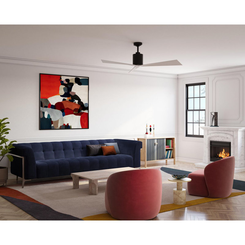 Paso 60'' Ceiling Fan, Matte White, Black