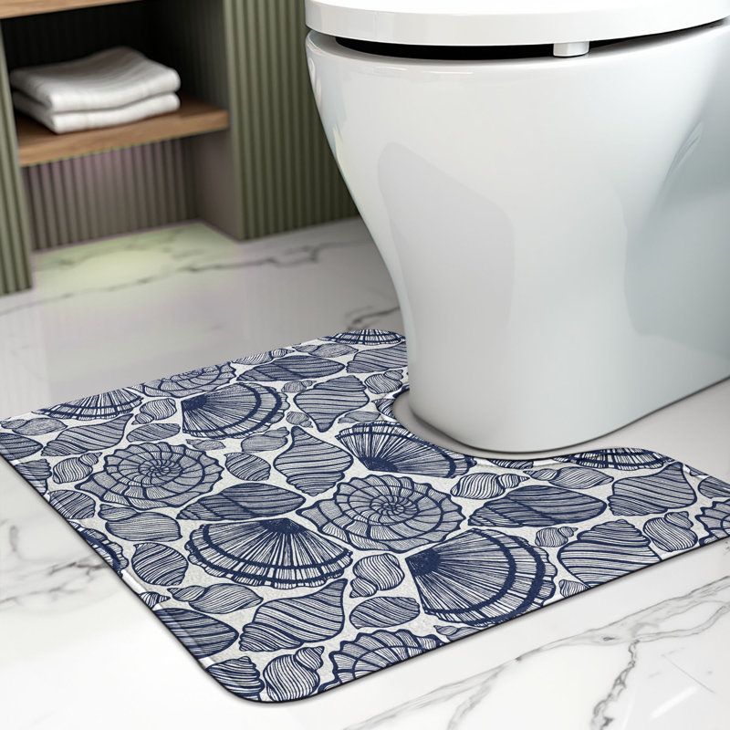 Tapis de salle de bain en U bleu marine et bleu foncé 20 po
