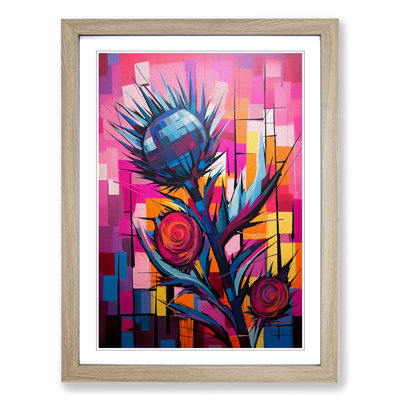 Thistle Constructivism - Single Picture Frame Print on Wood