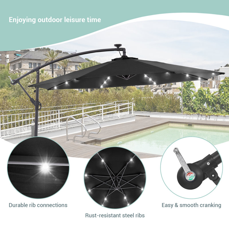 Parasol en porte-à-faux 10 pi Asyra, Noir